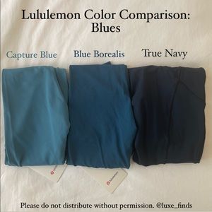 Lululemon Blues! Capture Blue, Blue Borealis, and True Navy Color Comparison